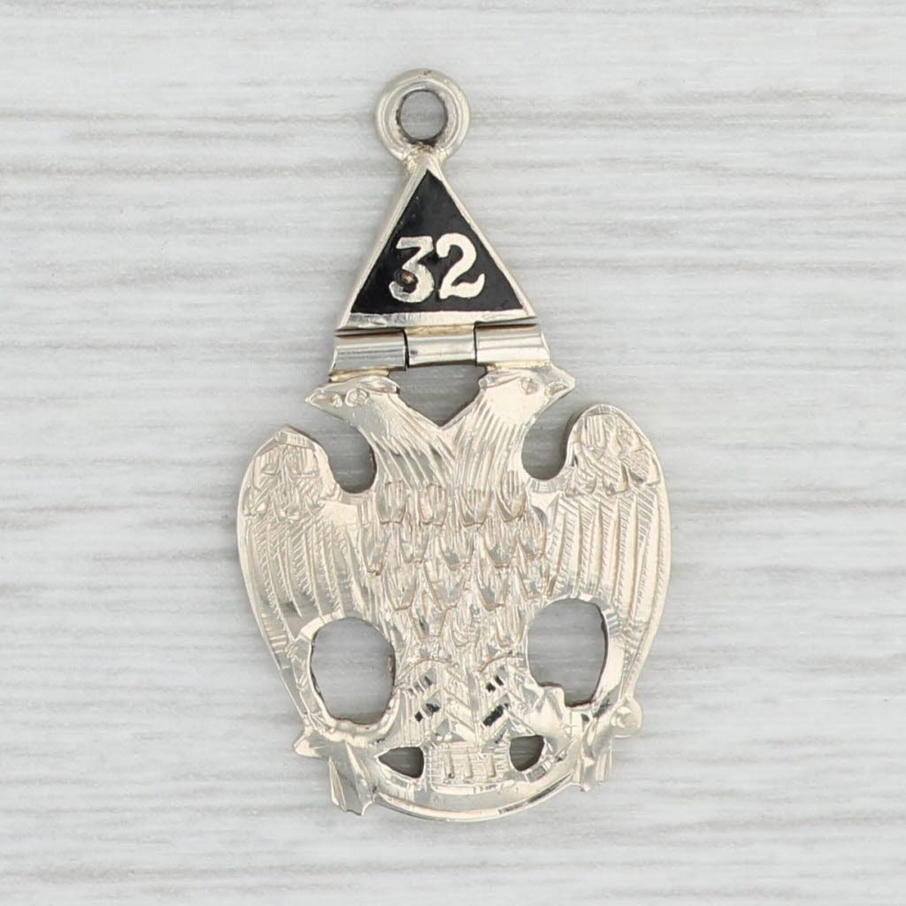 Light Gray Antique Scottish Rite Eagle Signet Fob 14k Gold 32nd 14th Degree Yod Pendant