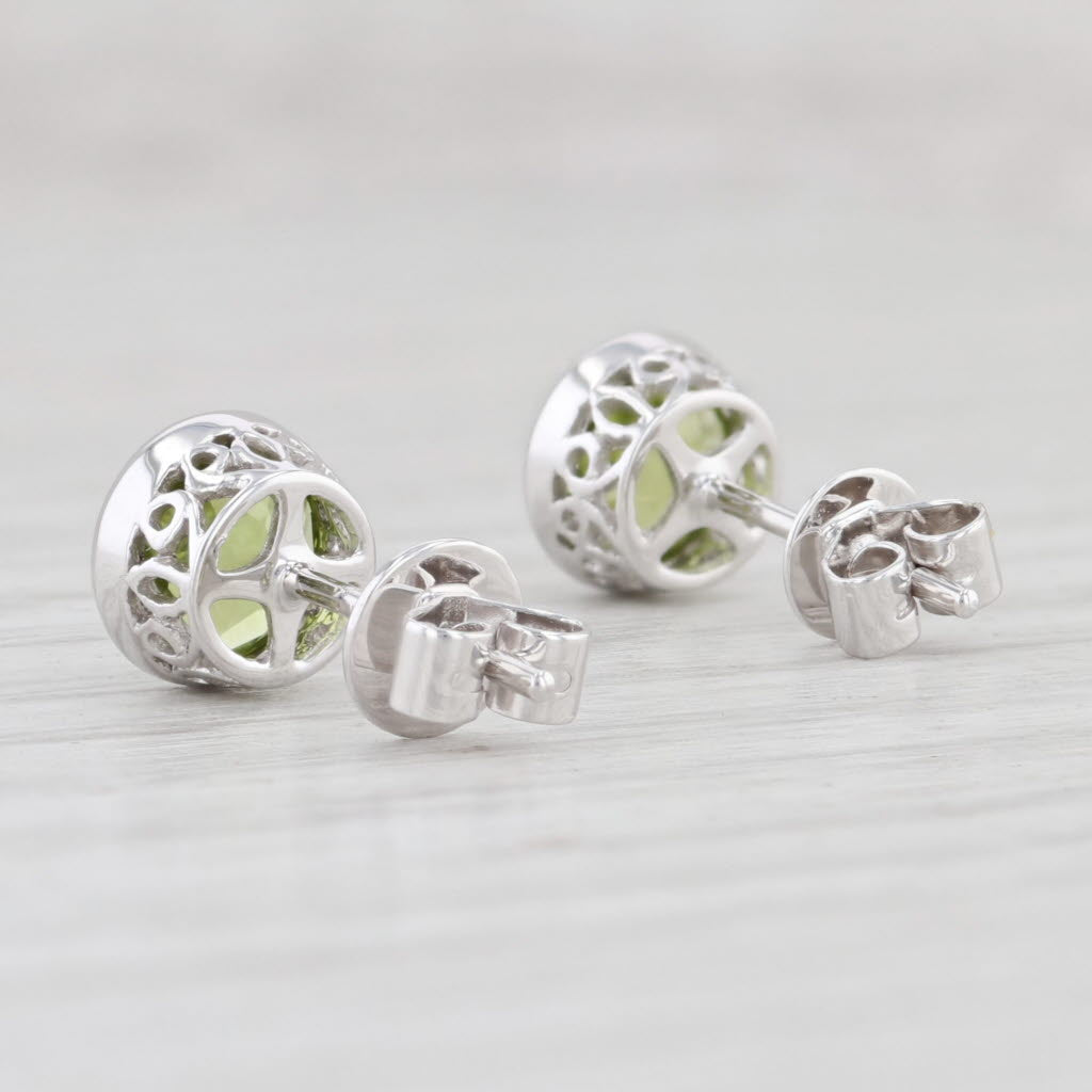 Light Gray New 1.66ctw Peridot Solitaire Stud Earrings 14k White Gold August Birthstone