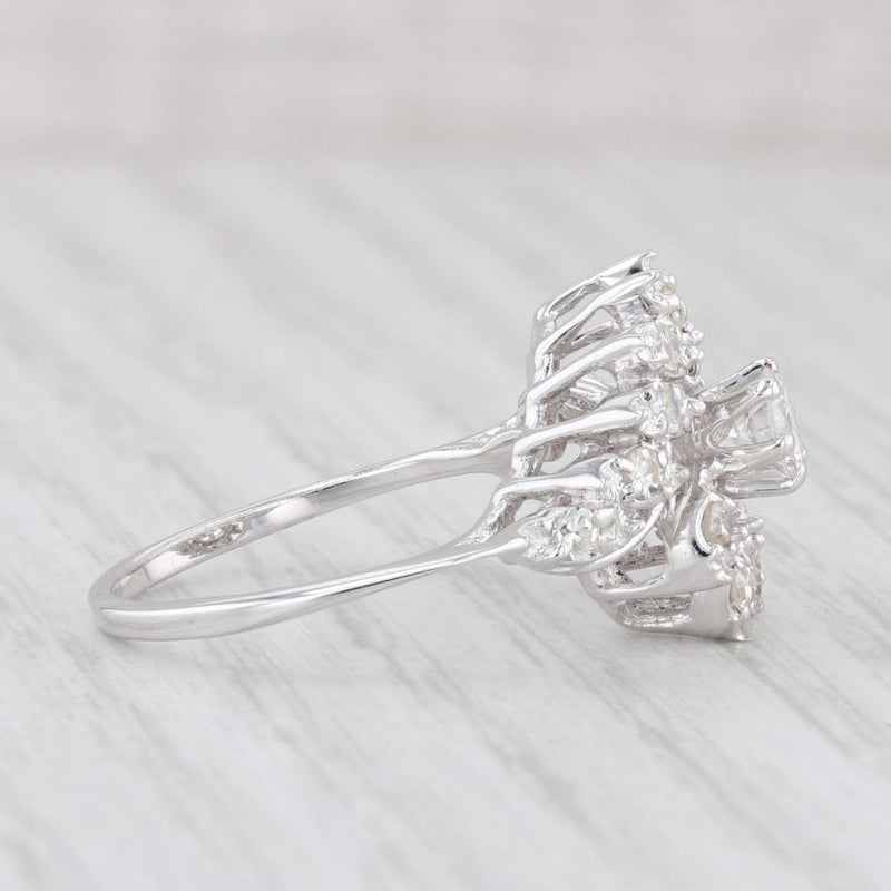 Light Gray 0.70ctw Diamond Bypass Engagement Ring 14k White Gold Size 6.75