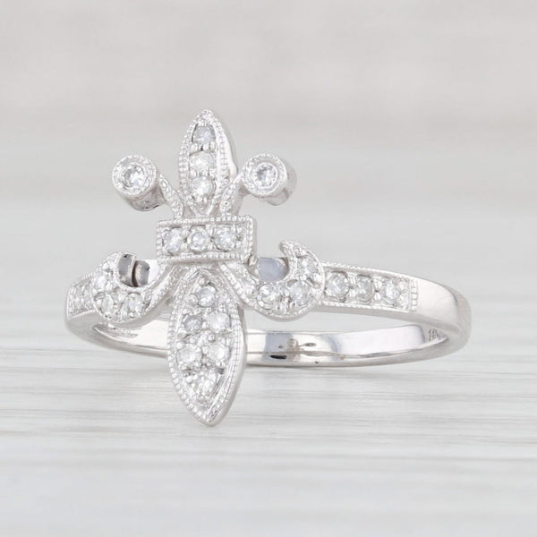 Light Gray 0.14ctw Diamond Fleur De Lis Ring 14k White Gold Size 5.25