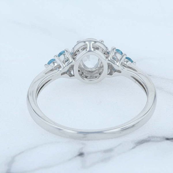 Lavender New 0.82ctw Clear Blue Topaz Diamond Halo Ring Sterling Silver Size 8.25 925