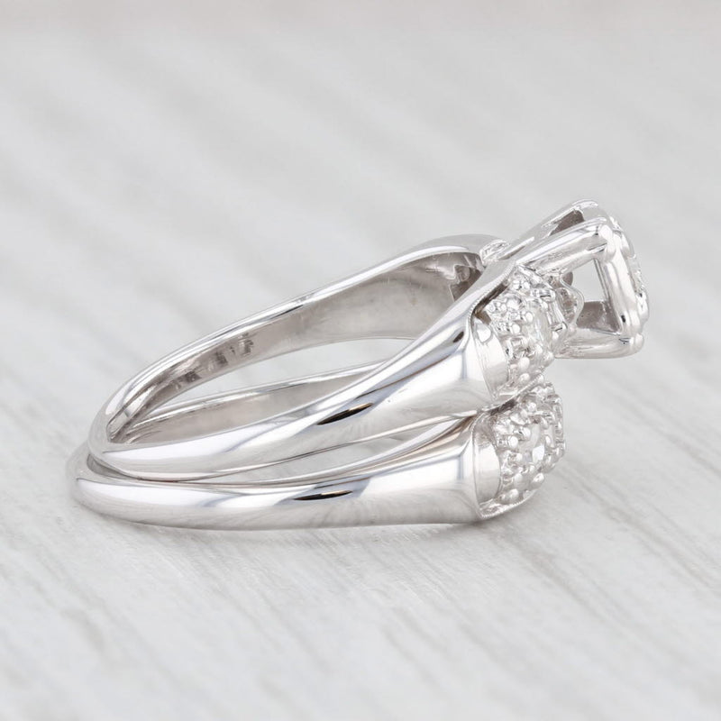 Light Gray 0.25ctw Diamond Engagement Ring Wedding Band Bridal Set 14k Gold Size 6-6.5