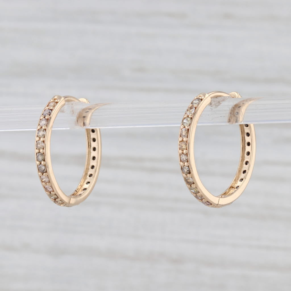 Light Gray New Nina Nguyen 0.64ctw Diamond Hoop Earrings 14k Yellow Gold Hinged Snap Top