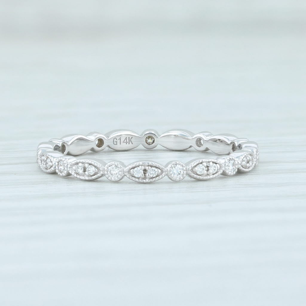 Light Gray New 0.14ctw Diamond Eternity Ring 14k White Gold Size 6.5 Wedding Stackable Band