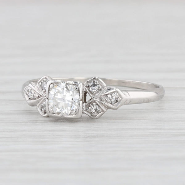 Light Gray Vintage Art Deco 0.33ctw Diamond Engagement Ring 900 Platinum Size 7.5