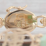 Gray Multi-Color Jadite Jade Chinese Calligraphy Bracelet 14k Yellow Gold 6.75"