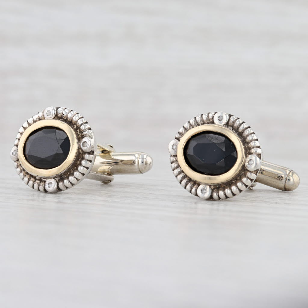 Light Gray New Black CZ Cuff Links 14k Gold Sterling Silver Mens Suit Accessories Cufflinks