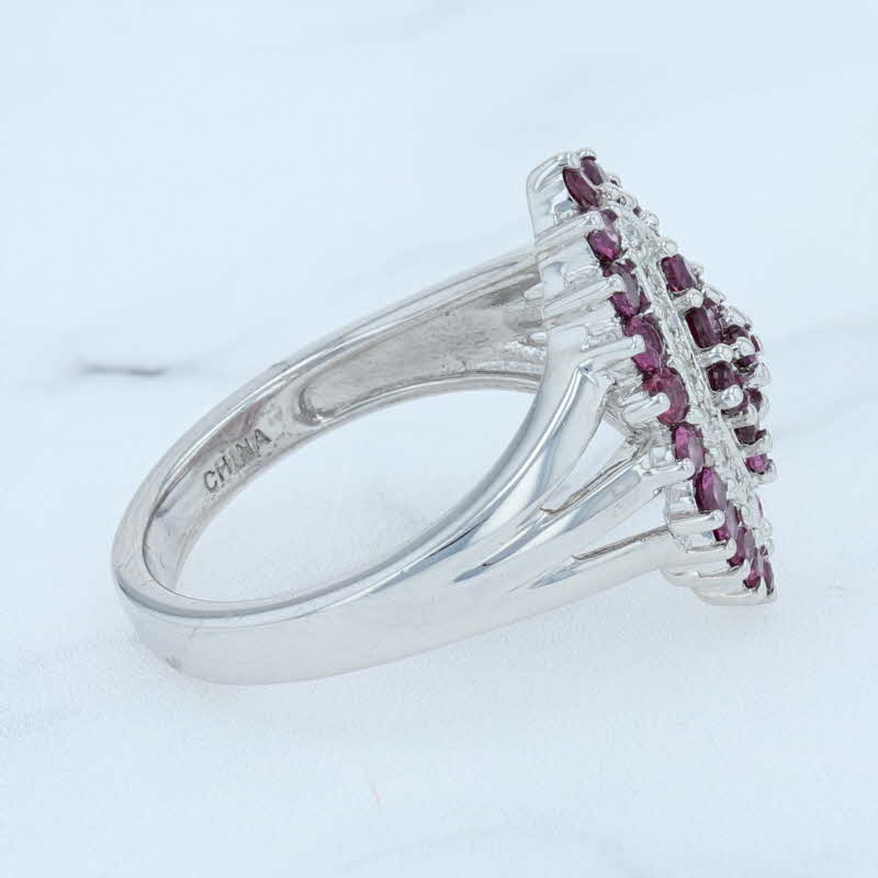 Lavender New 1.55ctw Ruby Cluster Diamond Halo Cocktail Ring Sterling Silver Size 9