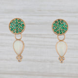 Light Gray New Nina Nguyen Opal Emeralds Diamonds Drop Earrings 18k Yellow Gold Pierced