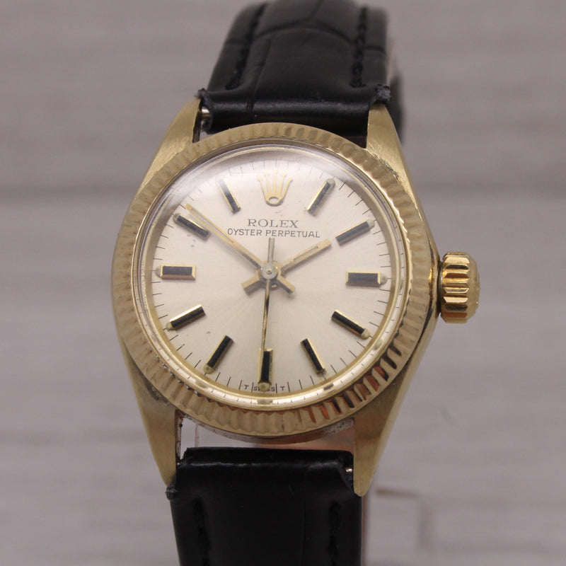 Rosy Brown 1980 Rolex Oyster Perpetual ref.6719 14k Solid Gold Ladies Automatic Watch 2 yr