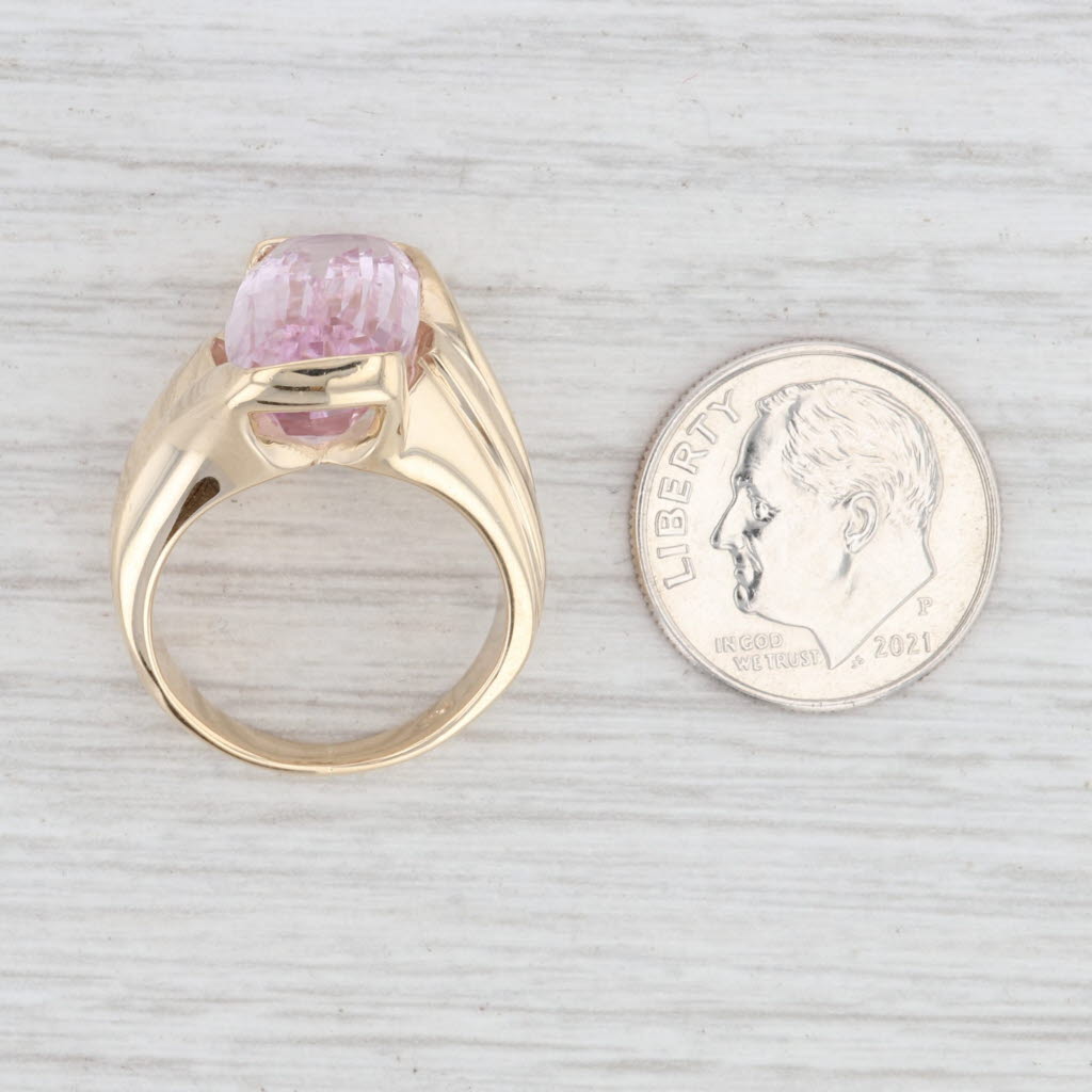 Light Gray Pink Kunzite Solitaire Ring 14k Yellow Gold Size 5.75 Cocktail