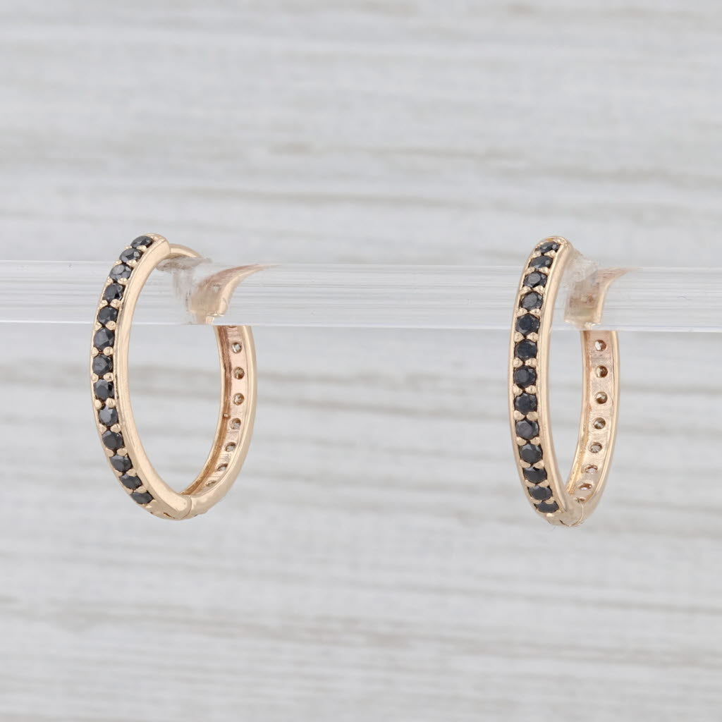 Light Gray New Nina Nguyen 0.64ctw Diamond Hoop Earrings 14k Yellow Gold Hinged Snap Top