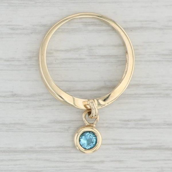 Light Gray 0.30ct Blue Topaz Charm Ring 10k Yellow Gold Size 6.75 Band