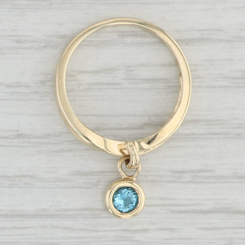 0.30ct Blue Topaz Charm Ring 10k Yellow Gold Size 6.75 Band