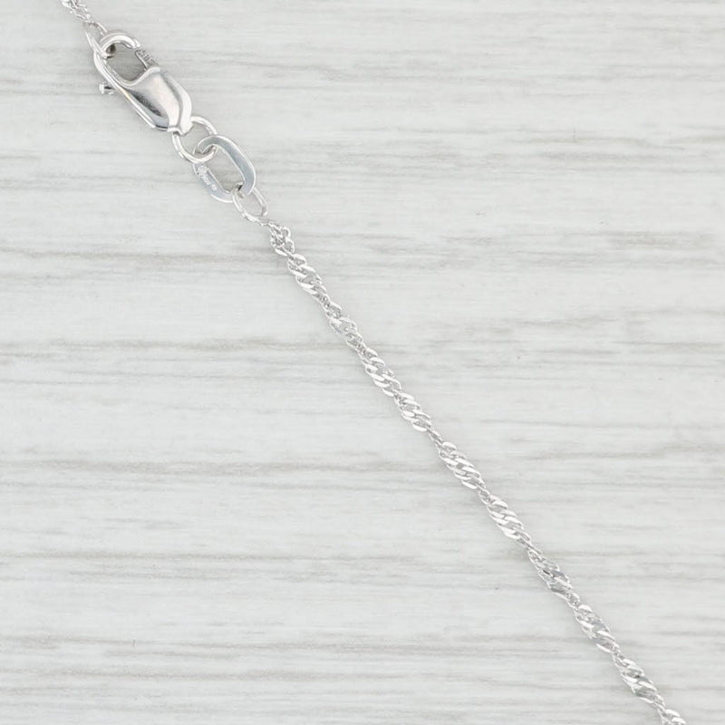 Light Gray 15.5" Singapore Chain Necklace 14k White Gold 1.4mm Italian