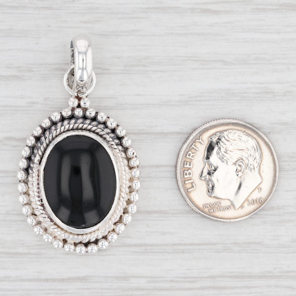 Light Gray New Onyx Pendant 925 Sterling Silver Oval Solitaire B12643