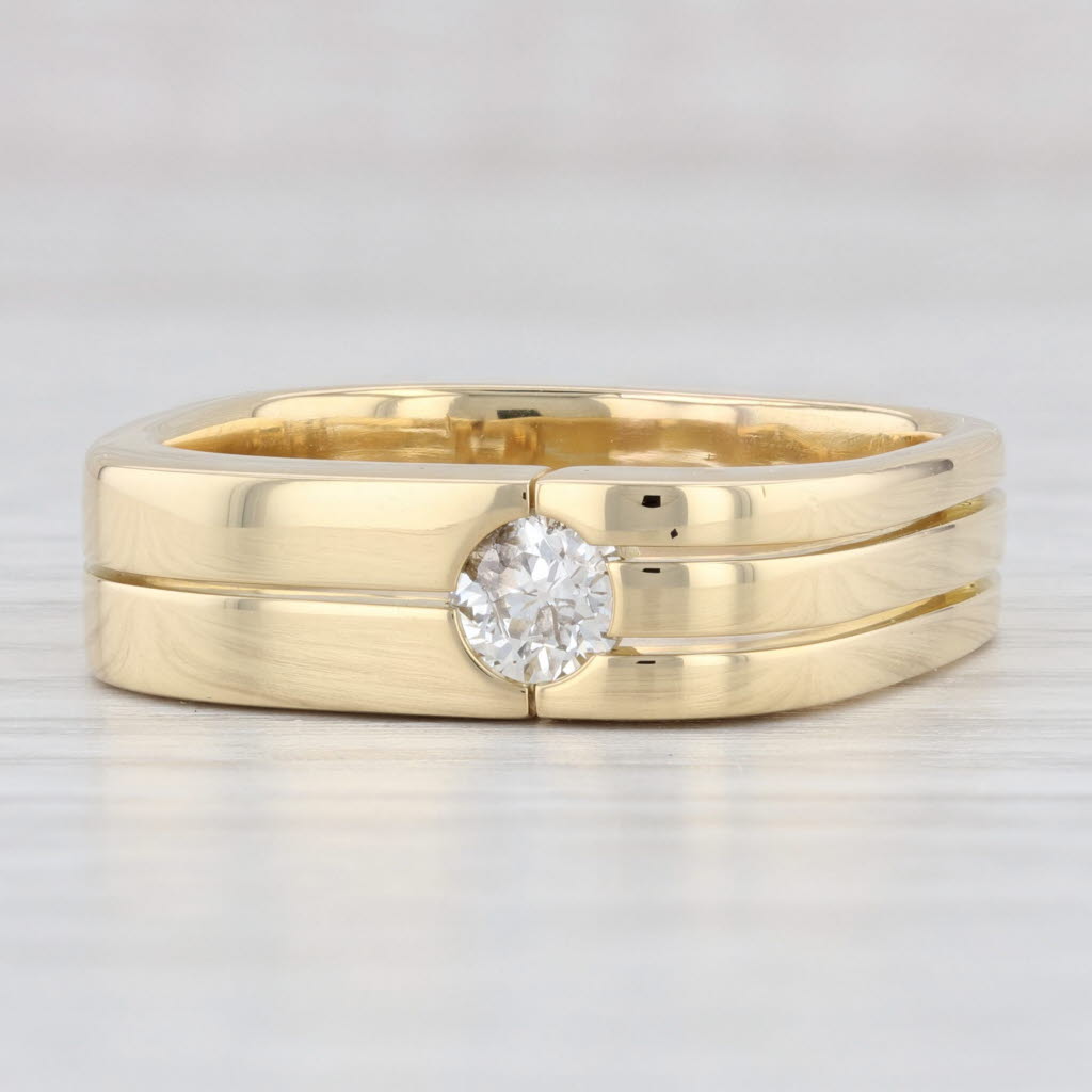 Light Gray 0.40ct Old Euro Cut Diamond Solitaire Band 18k Yellow Gold Size 10.5 Wedding Ring