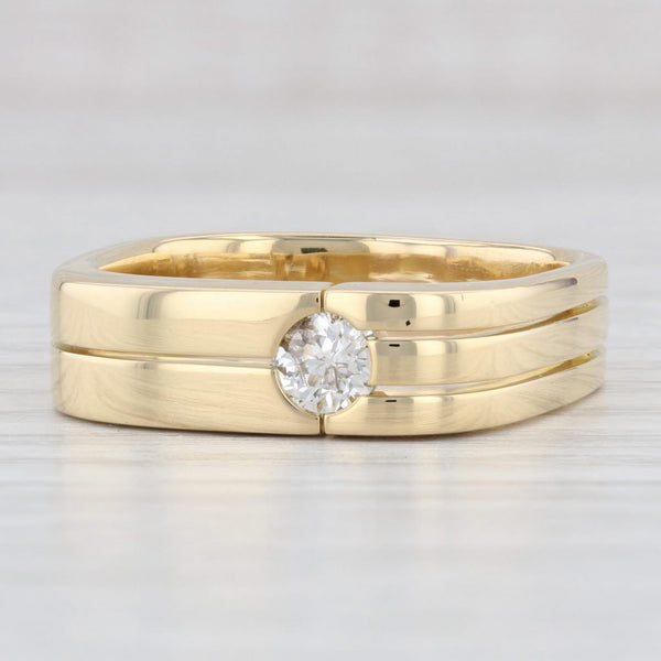 Light Gray 0.40ct Old Euro Cut Diamond Solitaire Band 18k Yellow Gold Size 10.5 Wedding Ring