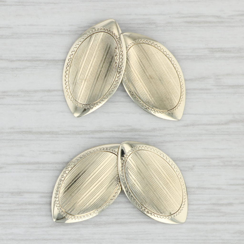 Light Gray Vintage Lined Etched Cufflinks 10k Yellow Gold Suit Accessories