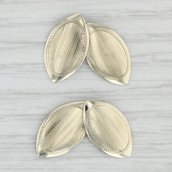 Light Gray Vintage Lined Etched Cufflinks 10k Yellow Gold Suit Accessories