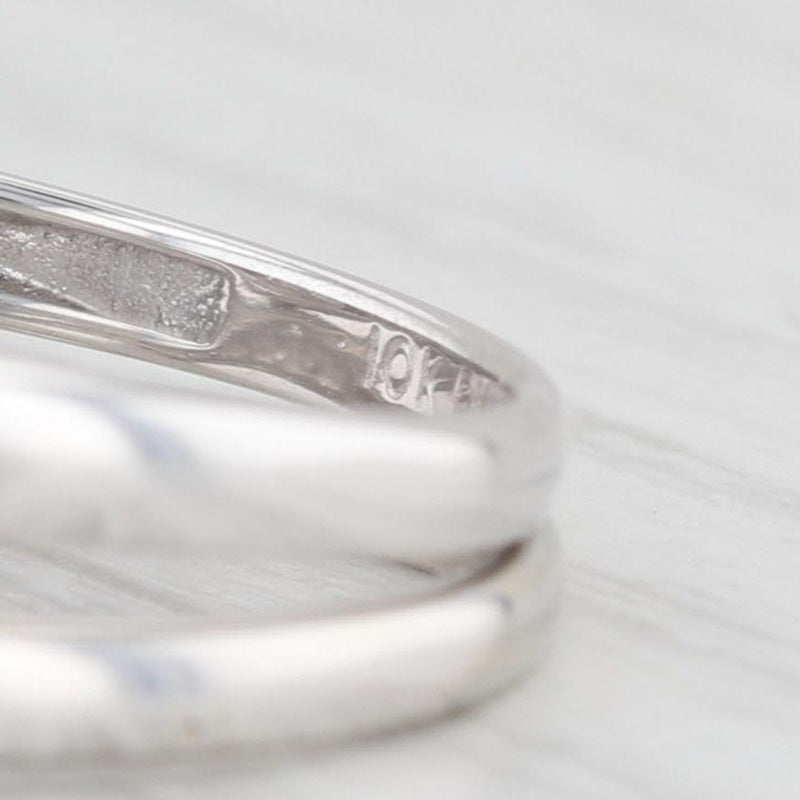 Light Gray 0.26ctw Round Engagement Ring Wedding Band Bridal Set 10k White Gold Size 7.25