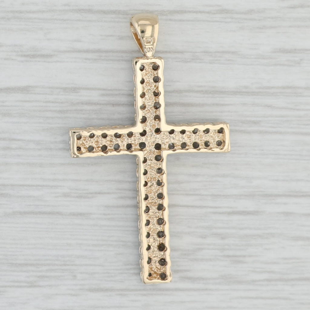 Light Gray 0.67ctw Diamond Large Cross Pendant 10k Yellow White Gold