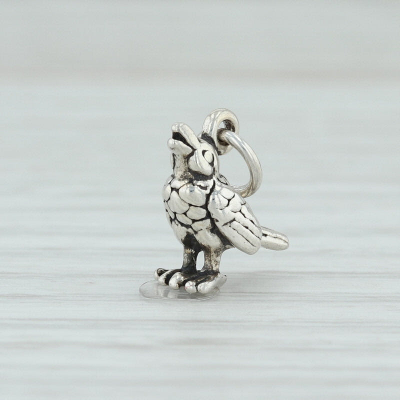 Light Gray 12 Days of Christmas Calling Bird Charm Sterling Silver Holiday 925