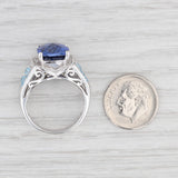 Light Gray 9.82ctw Lab Created Sapphire Diamond Topaz Ring 18k White Gold Size 8 Cocktail