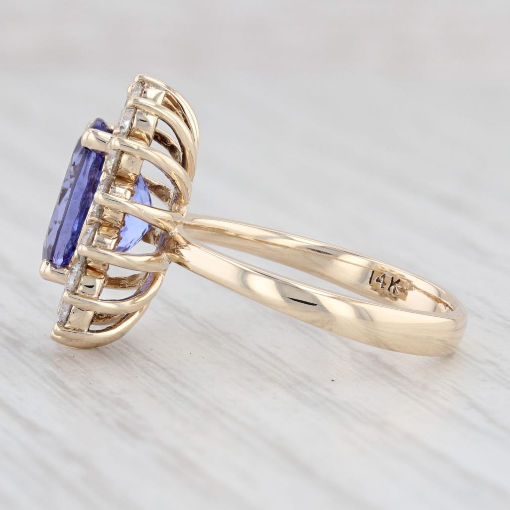 Light Gray Effy 4.43ctw Tanzanite Diamond Halo Ring 14k Yellow Gold Size 6.75-7