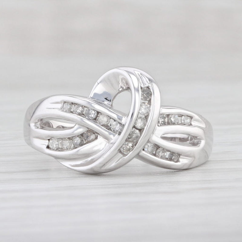 Light Gray 0.14ctw Diamond Knot Ring 10k White Gold Size 7