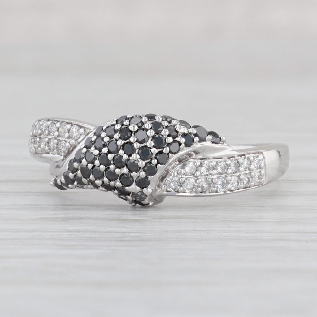 Light Gray 0.65ctw Pave Black & White Diamond Ring 10k White Gold Size 10.5