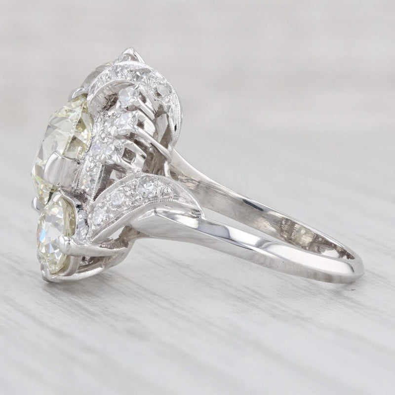 Light Gray 4.53ctw Diamond Ring Platinum Vintage Engagement Cocktail 1940s GIA Size 7