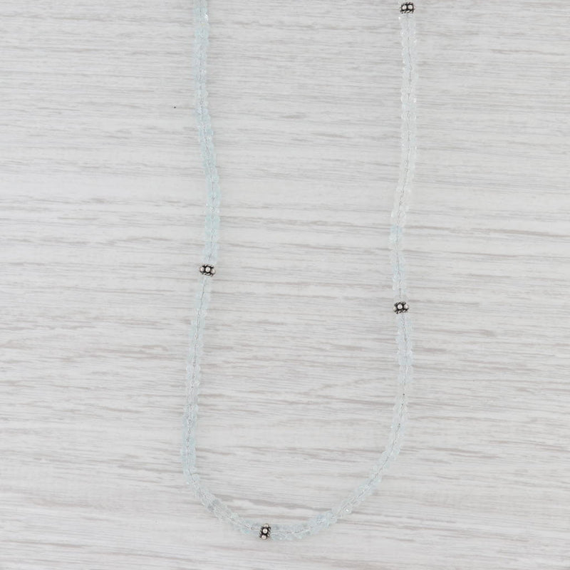 Light Gray New Nina Nguyen Harmony Necklace Aquamarine Bead Sterling Silver Long Adjustable