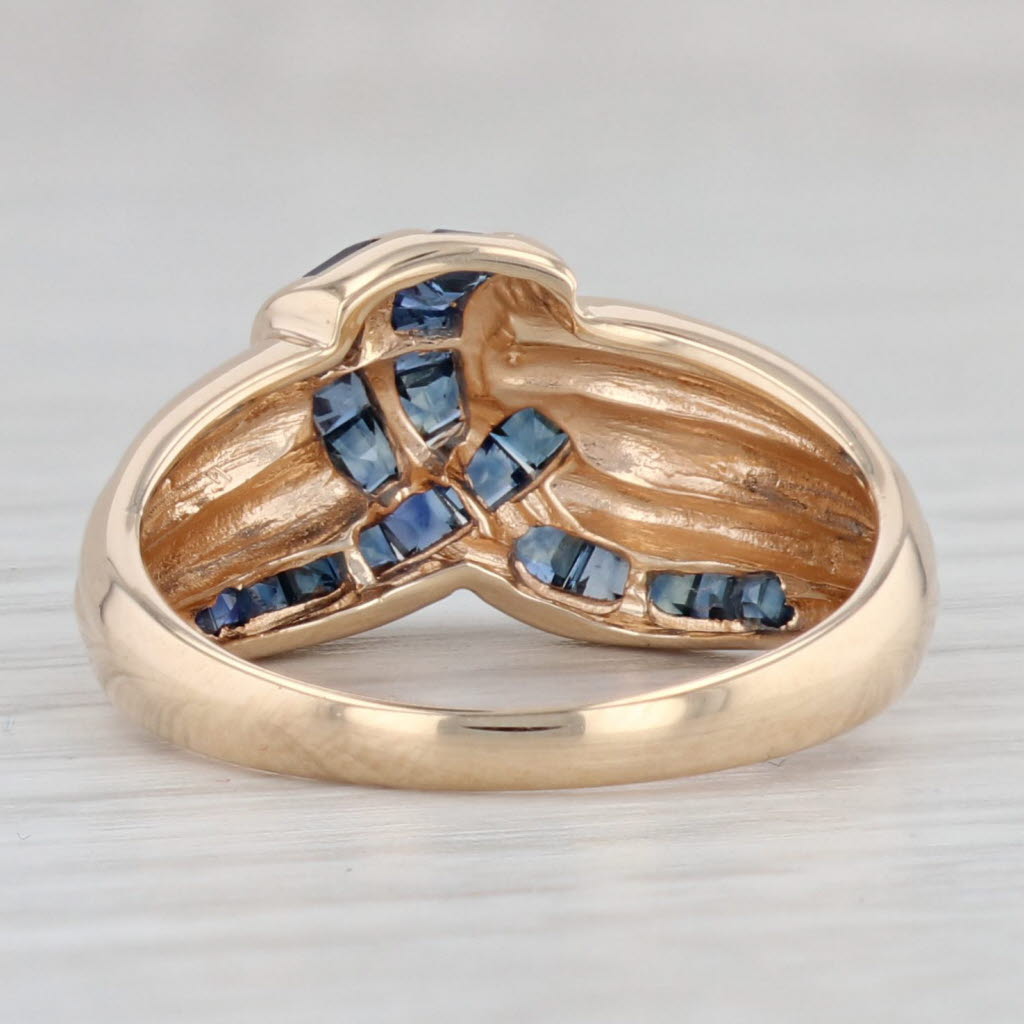 Gray 0.95ctw Blue Sapphire Knot Ring 14k Yellow Gold Size 7.25