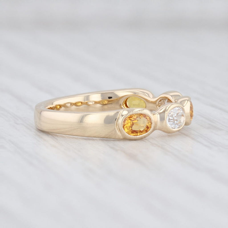 New Beverley K 1.1ctw White Orange Sapphire Stackable Ring 14k Gold Size 6.5