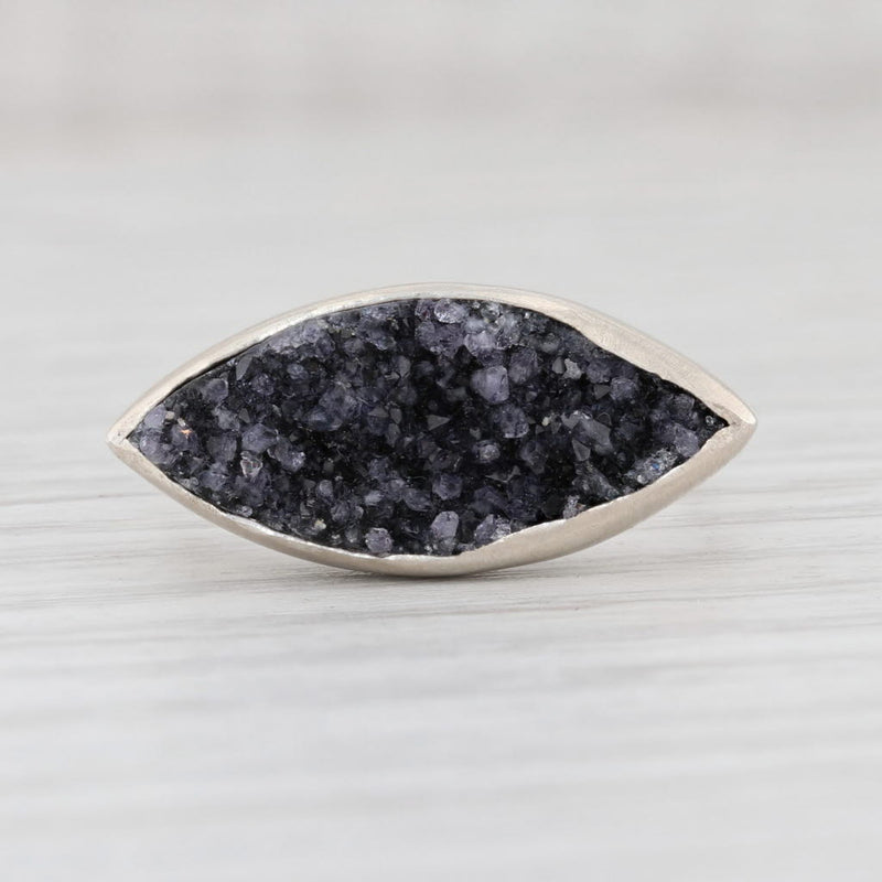 New Nina Nguyen Amethyst Druzy Ring Size 7.25 Sterling Silver Solitaire