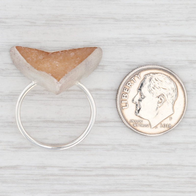 Light Gray New Nina Nguyen Bamboo Trio Sand Druzy Quartz Ring Sterling Silver Size 7