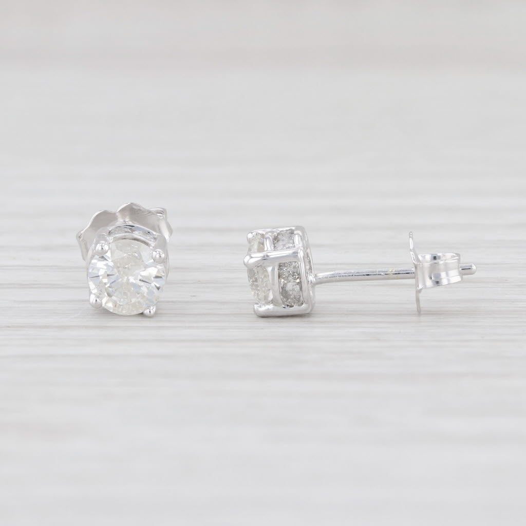 Light Gray 1.25ctw Diamond Stud Earrings 14k White Gold Round Brilliant Studs