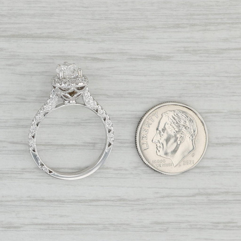 New 1.73ctw Diamond Teardrop Halo Engagement Ring 14k White Gold Size 6.5 Pear