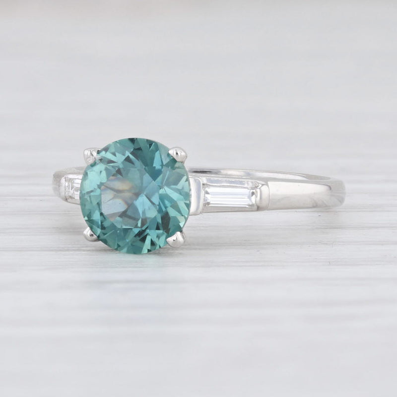 Light Gray 1.77ctw Blue Sapphire Diamond Ring Platinum Size 5 Engagement Solitaire