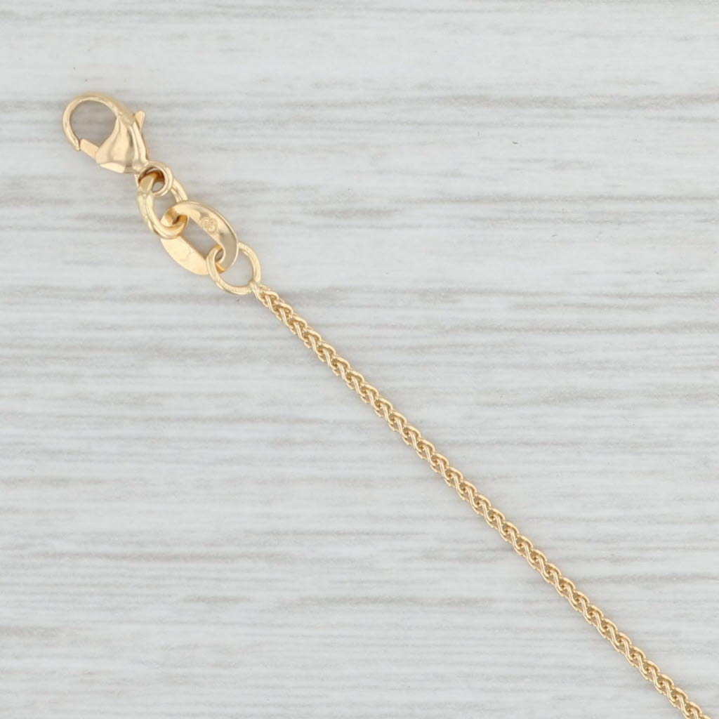 Light Gray New Spiga Wheat Chain Necklace 18k Yellow Gold 22" 0.9mm Italian Lobster Clasp