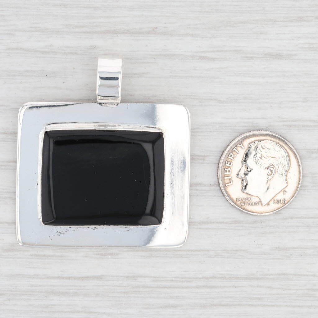 Light Gray New Black Resin Pendant Sterling Silver Statement B12741