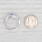 0.96ctw Blue Purple Sapphire Diamond Halo Ring 14k White Gold Oval Engagement