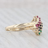 1.42ctw Emerald Sapphire Ruby Cluster Bypass Ring 14k Yellow Gold Size 8.25
