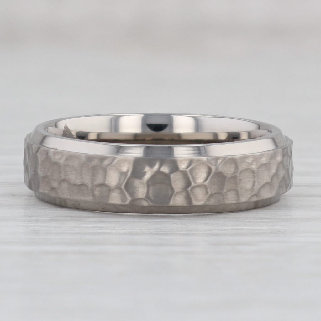 Gray New Men's Hammered Titanium Ring Size 8.75 Wedding Band Comfort Fit