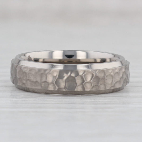 Gray New Men's Hammered Titanium Ring Size 8.75 Wedding Band Comfort Fit