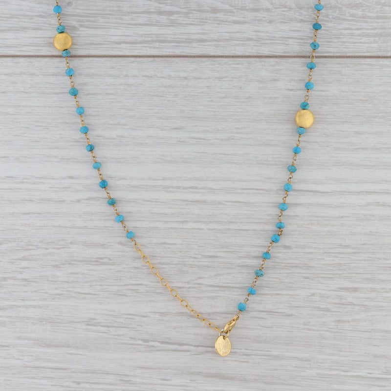 Gray New Nina Nguyen Turquoise Quartz Bead Sea Foam Necklace Sterling Gold Vermeil