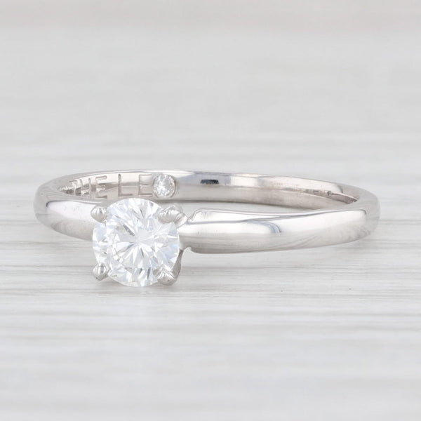 Light Gray 0.45ct Round Diamond Solitaire Engagement Ring 14k Gold Platinum S 6.75 LEO Cert