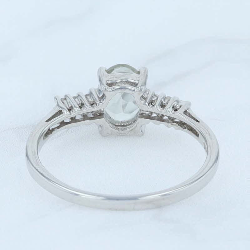 Lavender New 0.89ctw Oval Green Quartz Diamond Ring Sterling Silver Size 7