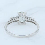 New 0.89ctw Oval Green Quartz Diamond Ring Sterling Silver Size 6.25